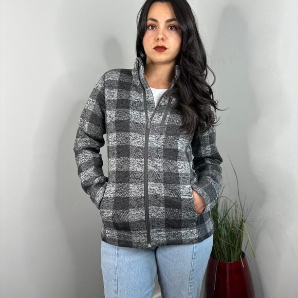 Calvin Klein Gray Plaid Zipper Jacket - Picture 2 of 10